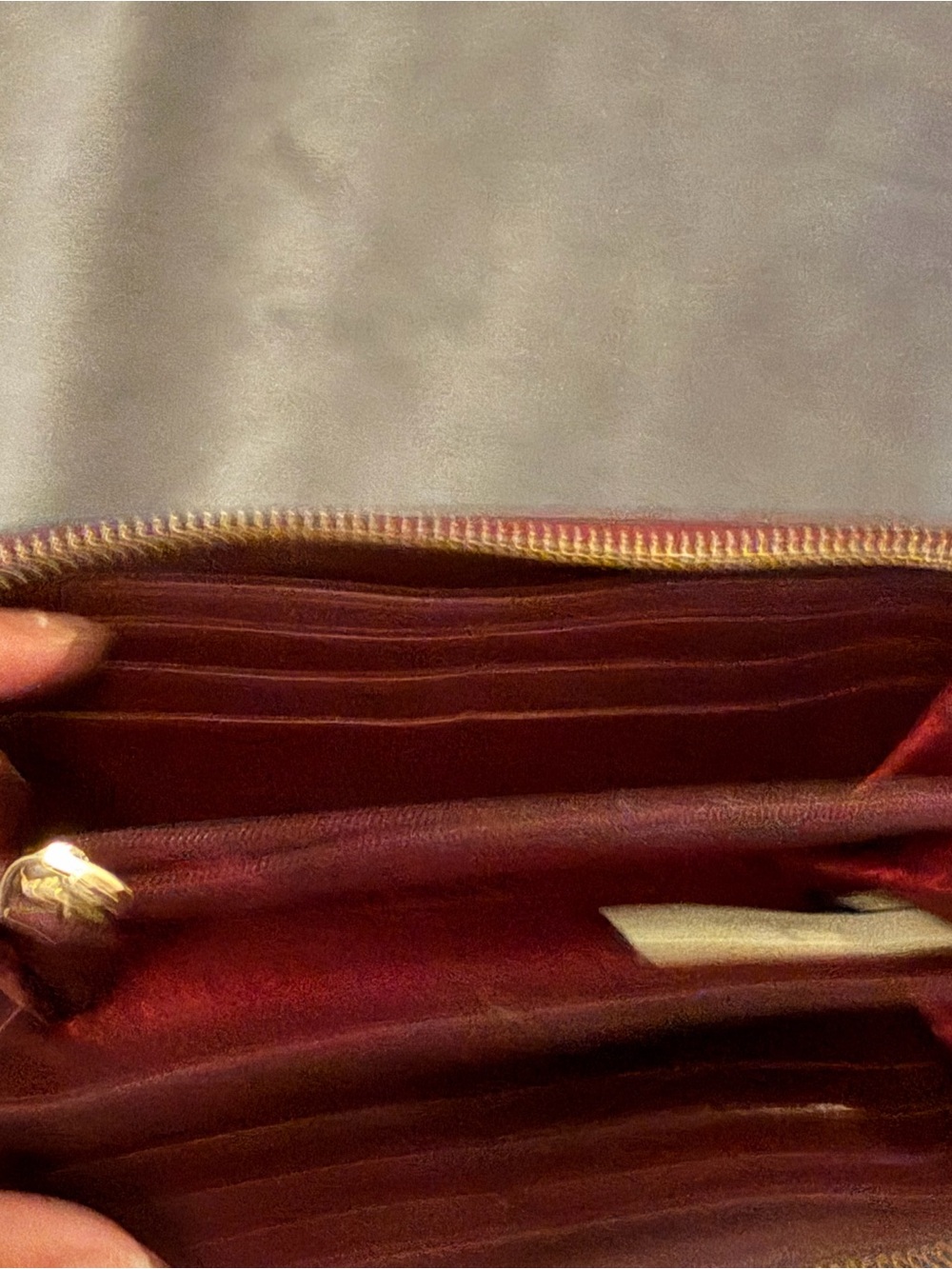 kate spade patent zip-around wallet in burgundy - Picture 9 of 10